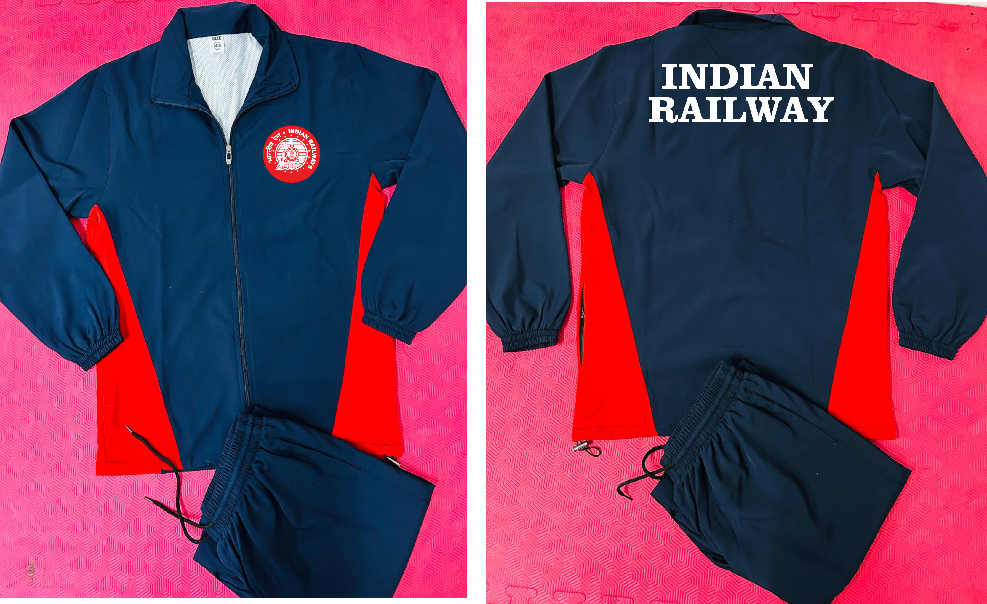 INDIAN RAILWAY TRACKSUIT RED BLUE ARYAN SPORTS