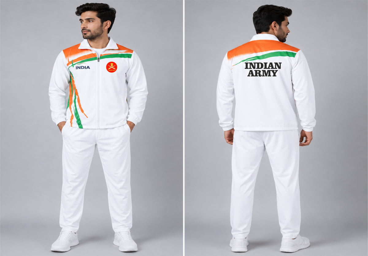 INDIAN ARMY TRACKSUIT TRACKSUIT WHITE ORANGE