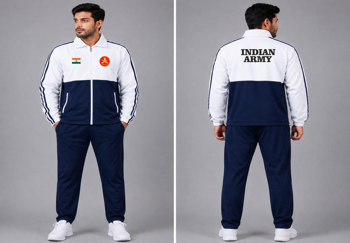 INDIAN ARMY TRACKSUIT WHITE BLUE ARYAN SPORTS