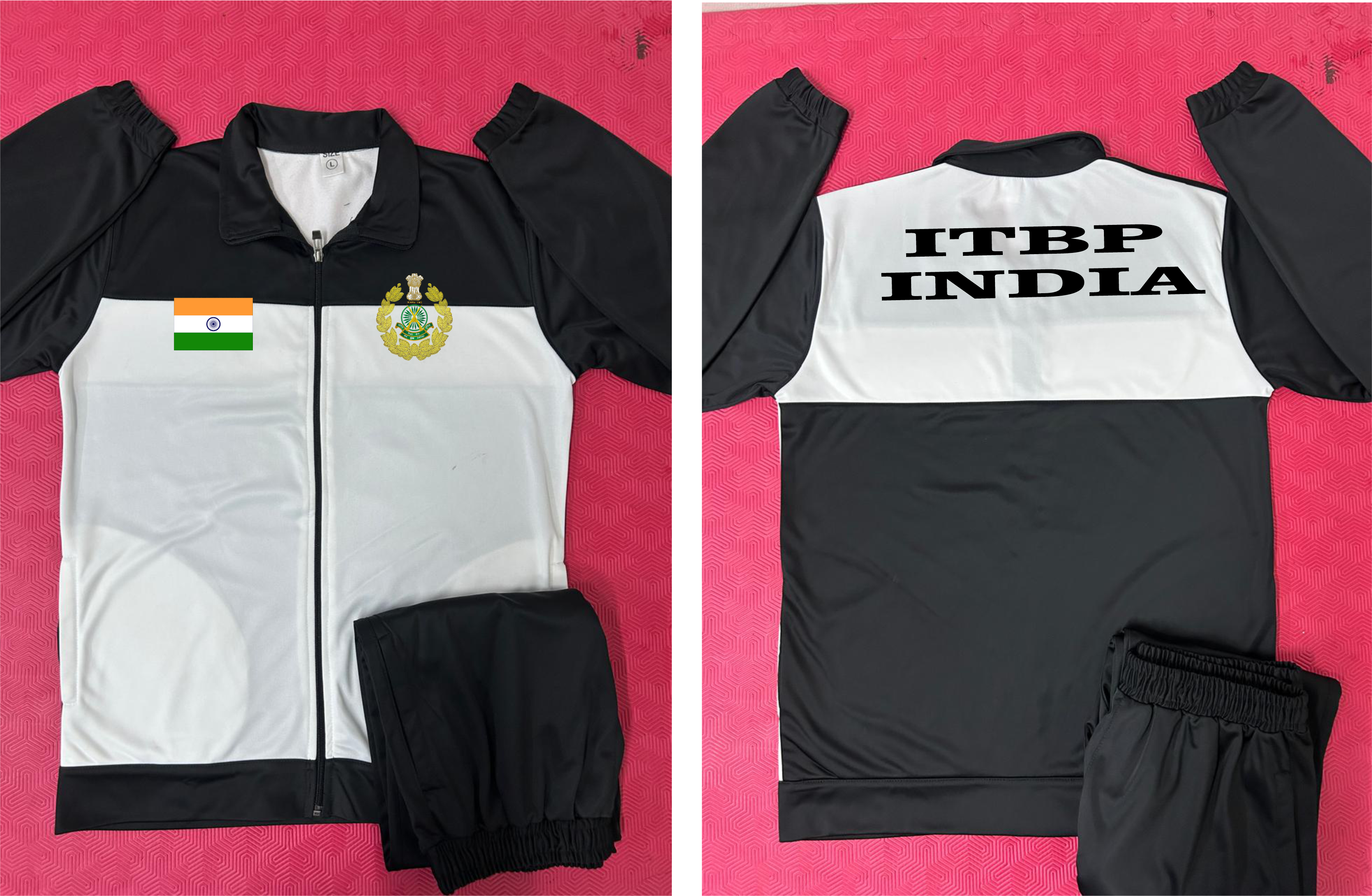 ITBP TRACKSUIT BLACK WHITE ARYAN SPORTS