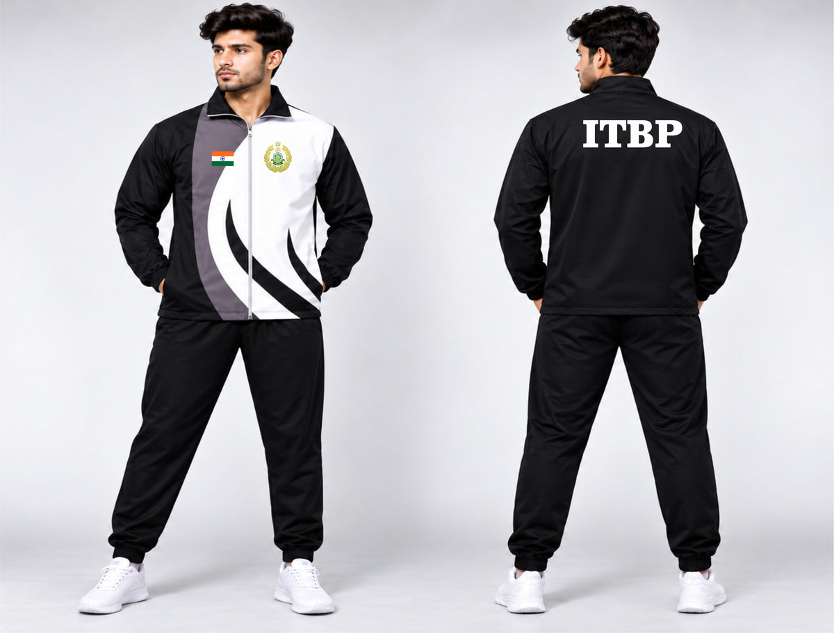 ITBP TRACKSUIT BLACK WHITE ARYAN SPORTS