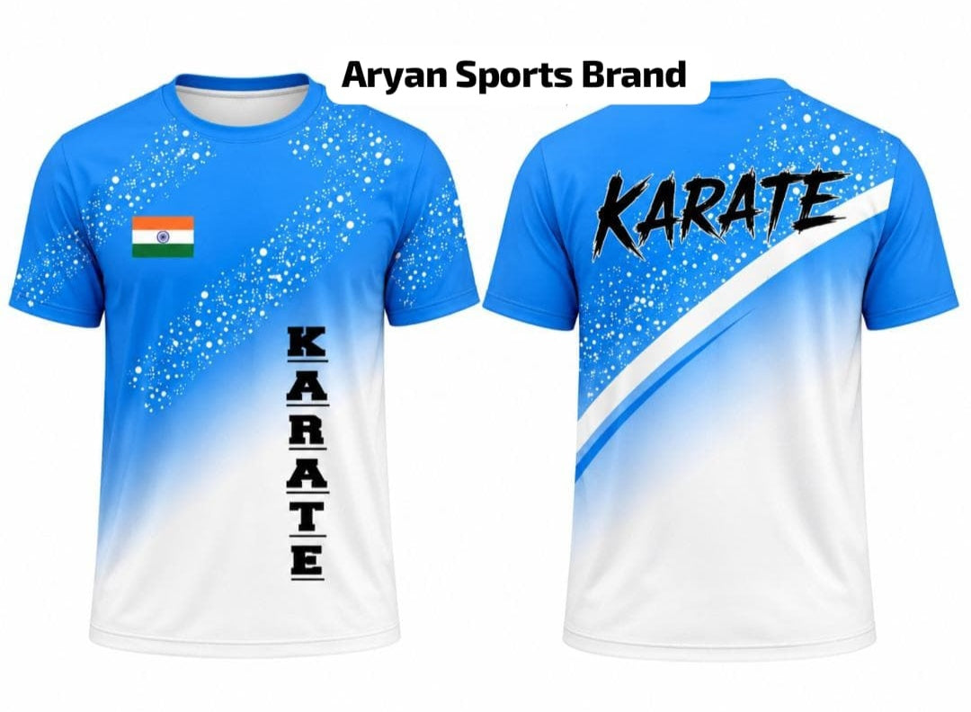 KARATE TSHIRT BLUE DESING BY ARYAN SPORTS