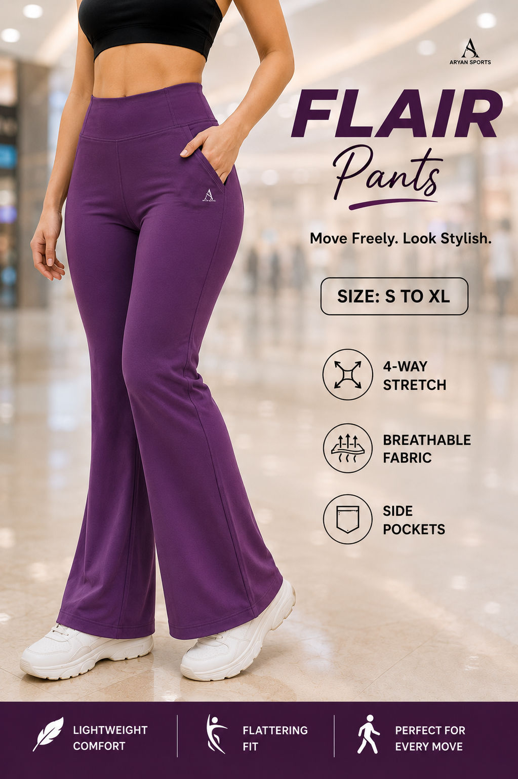 Women’s High-Waist Flare Pant               Stretch freely. Move comfortably. Flare in style.