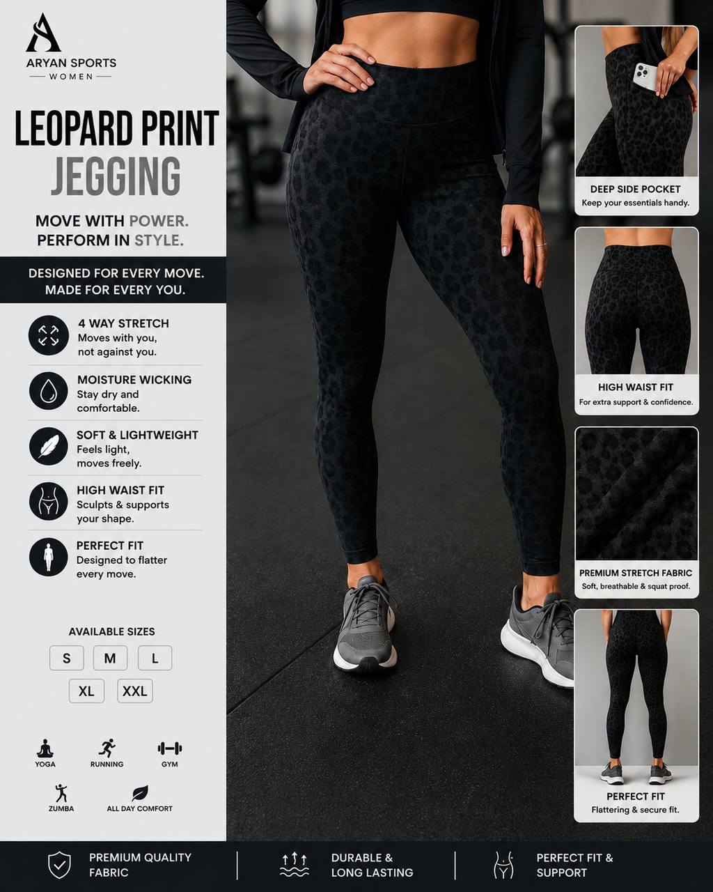 High-Waist Printed Active Jegging | Gym, Yoga & Running Leggings