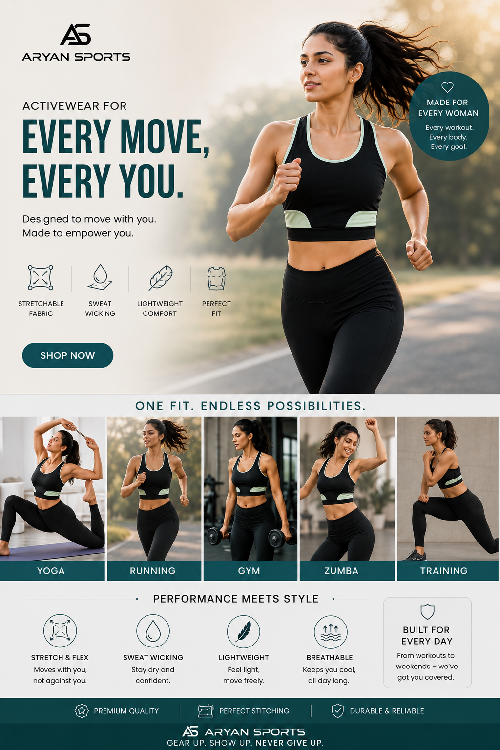 Women’s Removable Pad Sports Bra / Activewear Top         “Move freely. Stay supported. Train confidently.”