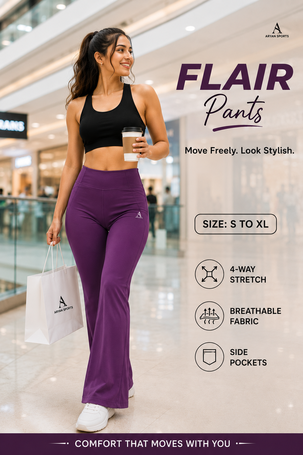 Women’s High-Waist Flare Pant               Stretch freely. Move comfortably. Flare in style.