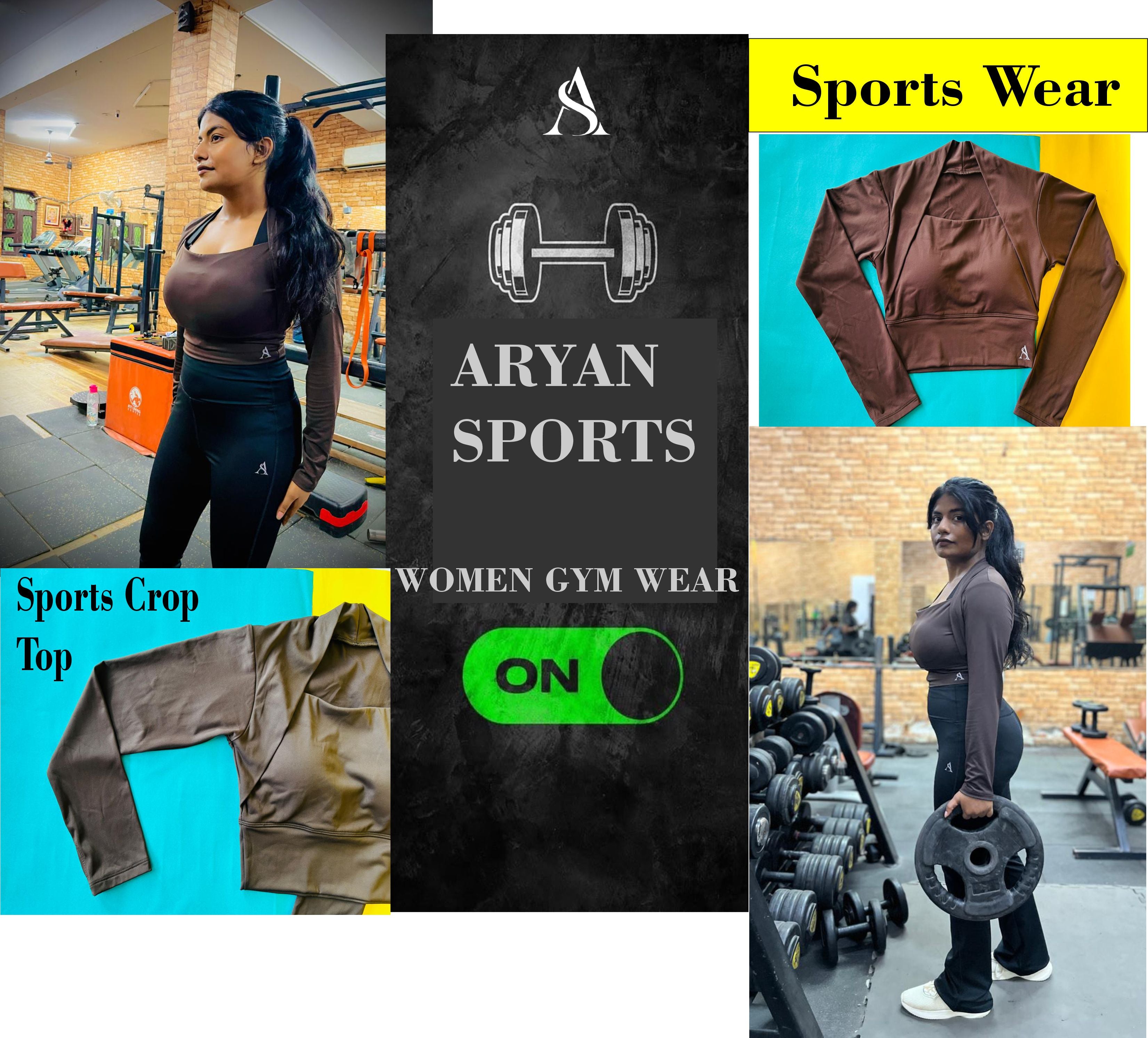 Female Gym Wear ..Long sleeves Sports Crop Top